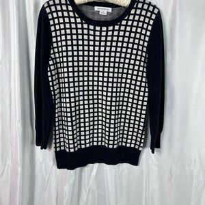 Women’s Liz Claiborne, Navy Blue and White, Soft. Sweater